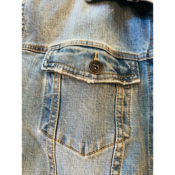 Men's Trucker Denim Jacket - Goodfellow & Co Blue L Denim Fall Coat - Picture 8 of 9